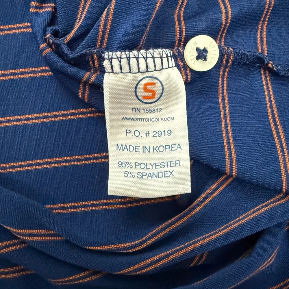 Stitch Golf Polo Shirt Mens M/L Blue Orange Striped Shadow Hawk Performance Top